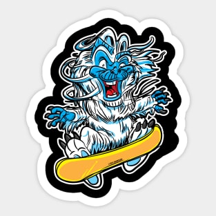 Cute Abominable Snowman or Yeti Snowboarder Sticker